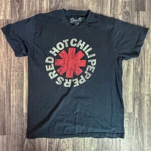 Red Hot Chili Peppers Bravado Graphic T-Shirt Black Distressed Logo Tee Large